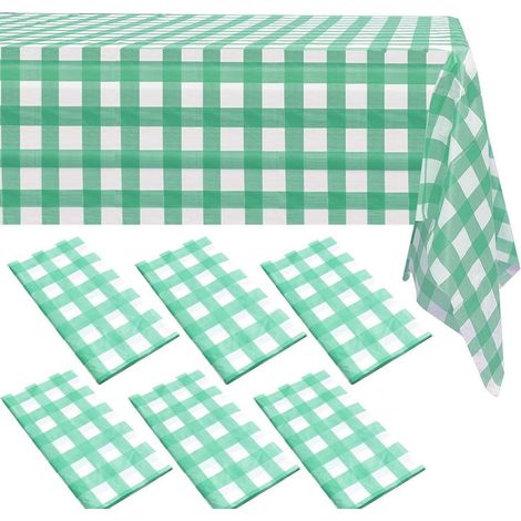 Gingham Tischdecke kariert 137x274cm für Partys, 6 Stück, grün-weiß