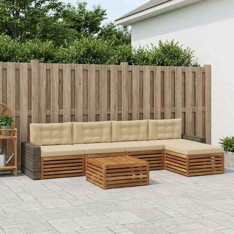 vidaXL Outdoor-Sofagarnitur 6 pcs Natur und Beige 79 x 79 x 37 cm (1/5)