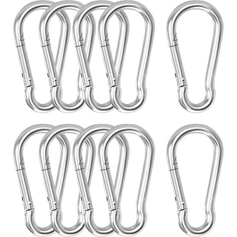 Lot de 10 Mousquetons 4x40mm Acier Inoxydable Attache Rapide Camping (1/5)