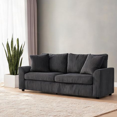 Canapé gris foncé en velours côtelé polyester 212 x 80 x 88 cm (1/5)