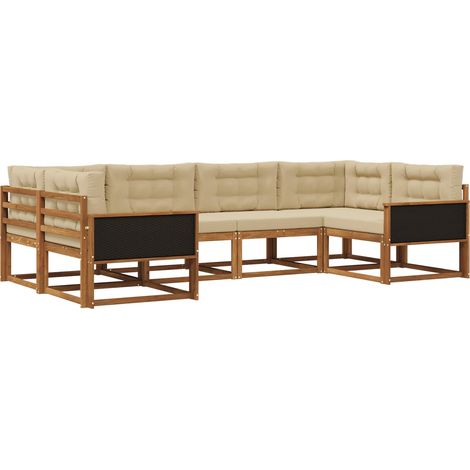Outdoor Sofa Set 6 pcs Natural and Beige vidaXL