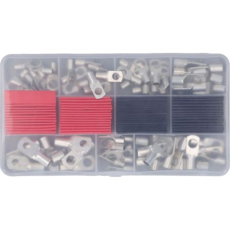 140 pièces de cosse de fil en cuivre rouge pour câble de soudage de batterie, connecteur de borne d'extrémité à œillet nu avec gaine thermorétractable,DUBUNS (1/5)