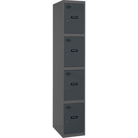 SimonRack Armadietto Spogliatoio Metallico 4 Ante, 1800x300x500 mm, Serratura con Chiave e Areatori, Antracite - Simonlocker