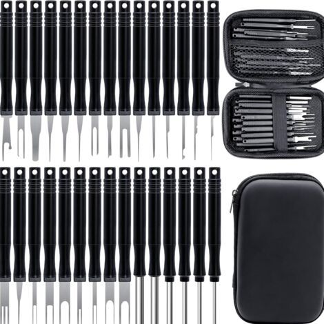 BUNTHAUS 30 Pcs Outils de Retrait de Terminal pour Câble de Voiture, Outil de Déverrouillage de Voiture Outils de Extracteur de Cosses pour Retrait de Connecteur de Câble de Voiture (1/4)