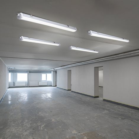 Lampada da vasca, lampada per ambienti umidi, plafoniera, lampada da ingresso a tubo LED, IP65, 18W 2160lm 6500K bianco freddo, LxLxP 60x6,5x5,8 cm, set di 4