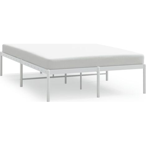 Lit adulte pour 2 personnes, Structure de lit, Assemblage Facile, métal blanc 120x190 cm OIB5804E (1/4)