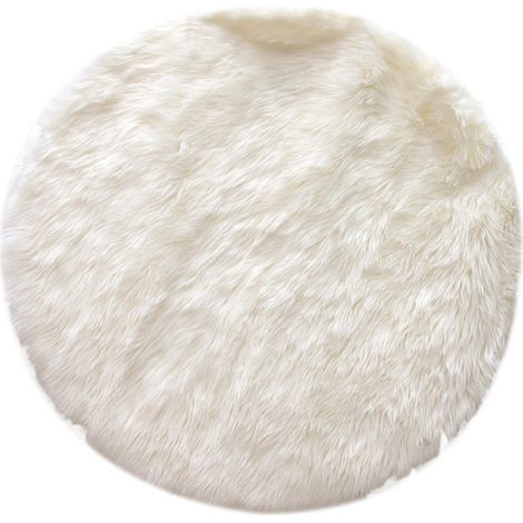 Tapis rond imitation fourrure à poils longs LAHTI 115 cm (1/2)