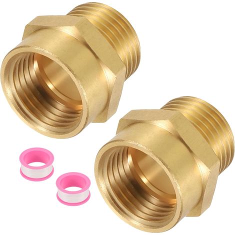2 Raccord De Tuyau,Laiton,1/2" NPT Femelle x 1/2" G Mâle,Hexagonal,Doré,Plomberie (1/5)