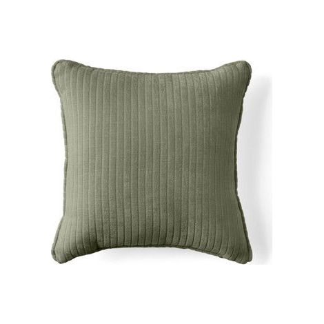 1 coussin velours côtelé plat, 40x40 cm, vert sauge, finition passepoil, pour canapé intérieur (1/4)