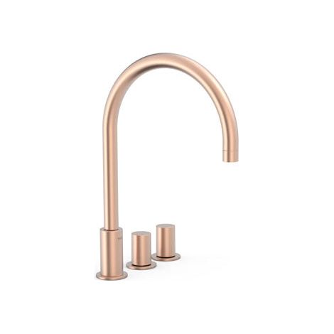 TRES 06110501OPM STUDY EXCLUSIVE Grifo Bimando De Repisa Para Lavabo Oro Rosa Mate - ref: 06110501OPM