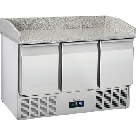 Table réfrigérée positive 700 mm - Dosseret - 3 portes GN 1/1 - L 1 400 x P 700 x H 1 022 mm - 233 W / 230 V - Casselin