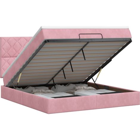 Maison Exclusive - Letto ottomano con materasso Rosa 180 x 200 cm Velluto (1/5)