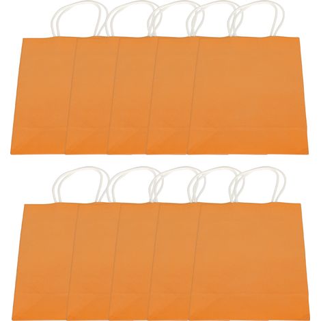 10 wiederverwendbare Kraftpapiertüten für Geschenke, Einkäufe und Partys – 15 x 8 x 21 cm – Orange (1/5)
