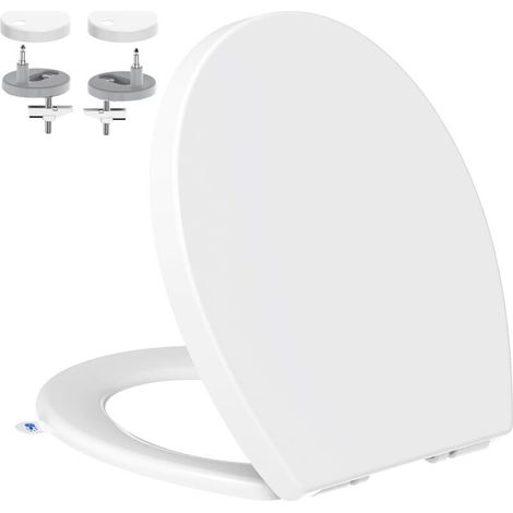 Abattant WC Forme O, Abattant WC avec Frein de Chute, Lunette WC avec Fermeture en Douceur, Lunette de Toilette Universelle Charnière, Blanche, 44,6 37,2x 4,3 CM (1/5)