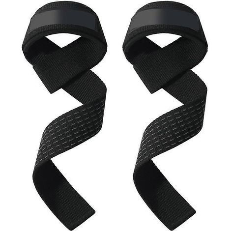 Lot de 2 sangles de poignet pour haltérophilie, ceinture de musculation antidérapante pour barres de traction et soulevé de terre, noire. (1/5)