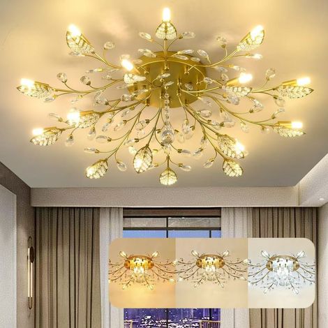 Plafonnier en cristal, plafonnier décoratif, lampe de table LED pour îlot central, lustre rétro pour salon, éclairage tricolore, G4/220V (1/5)