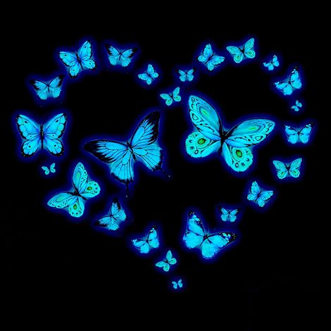 CSPARKV - 25 pegatinas fluorescentes de mariposas para pared, pegatinas luminosas de mariposas, pegatinas fluorescentes para sala de estar, pegatinas decorativas para habitación infantil. (1/5)