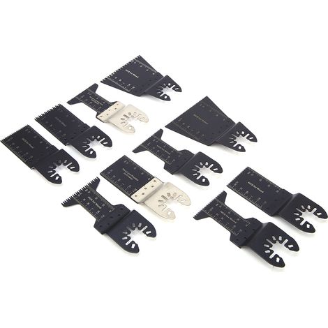 Lot de 10 lames de scie universelles oscillantes pour outil multifonction en acier à haute teneur en carbone, pour la coupe du bois et des métaux tendres. (1/5)
