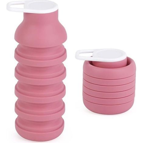 Wiederverwendbarer Silikon-Kaffeebecher, faltbare Wasserflasche, tragbarer, auslaufsicherer Sportbecher, einfarbig, 600 ml