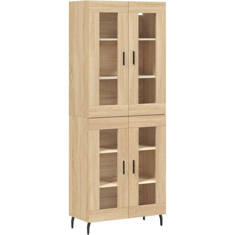 Buffet credenza cassettiera armadio mobile contenitore organizer cucina soggiorno salotto rovere Sonoma alto 69,5 x 34 x 180 cm legno ingegnerizzato marrone 020034160