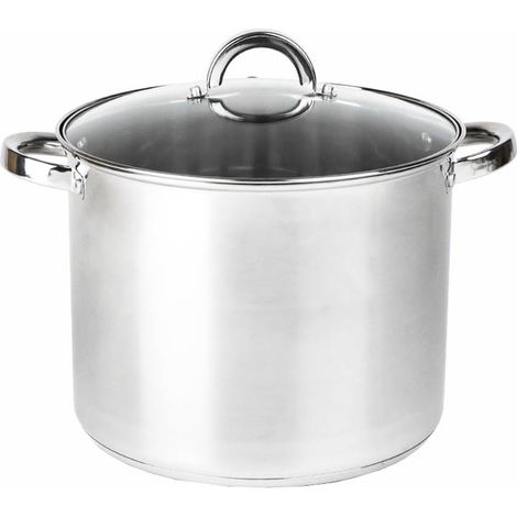 Casserole en acier inoxydable 12 L, grande, compatible induction, traditionnelle, 28 cm