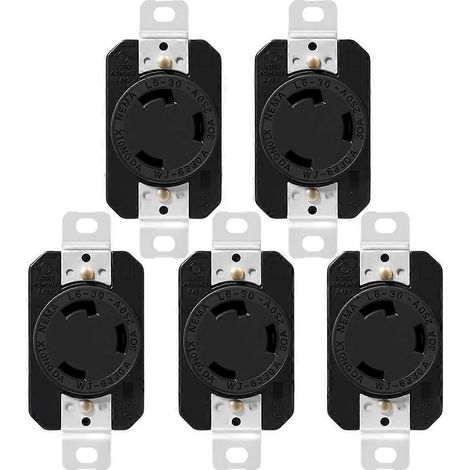 Lot de 5 prises verrouillables NEMA L6-30R 30A 250V pour générateur, camping-car, applications marines et soudage, homologuées UL (1/5)
