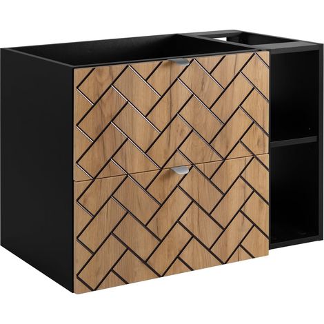 Mobile da bagno, Rovere Artigianale Dorato, 80 x 57 x 46 cm, Maniglie Nere (1/5)