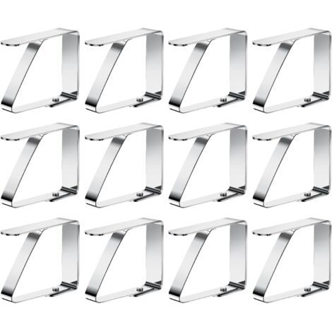 RHG Lot de 12 pinces à nappe en acier inoxydable pour l'extérieur, les barbecues, les fêtes, les tables d'une épaisseur maximale de 5 cm (1/5)