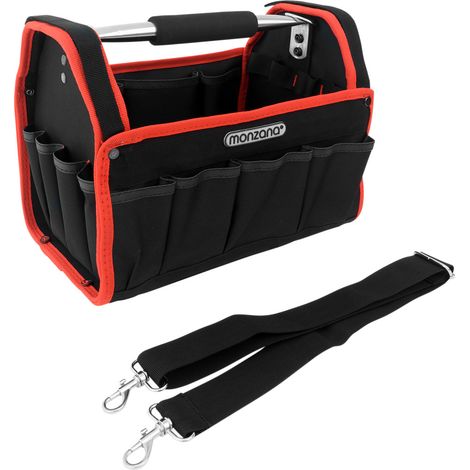 MONZANA® Werkzeugtasche mit verstellbarem Schultergurt stabile Tragestange Innen und Außentaschen Montagetasche Werkzeugbox Werkzeugkasten L (1/5)