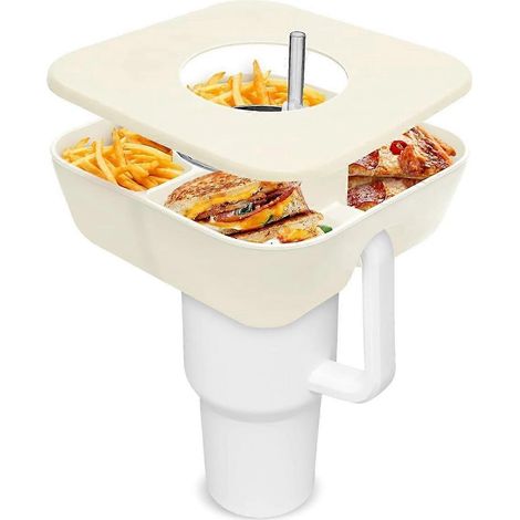 Bol à goûter pour gobelet Stanley avec couvercle, anneau à goûter réutilisable pour gobelet de 1,2 L avec poignée, plateau à goûter pour gobelet Stanley (1/4)