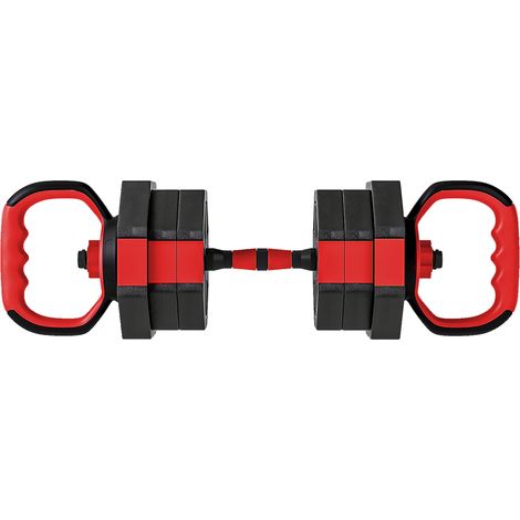 Set Pesi Palestra 6 in 1 Multifunzione 125x18x18 cm da 20kg Totali in Plastica e Sabbia Rosso (1/5)
