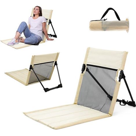 Chaise de plage pliable/tapis de plage/chaise de camping/transat de plage pliable avec dossier, compact et facile à transporter, chaise de camping avec rangement (1/5)