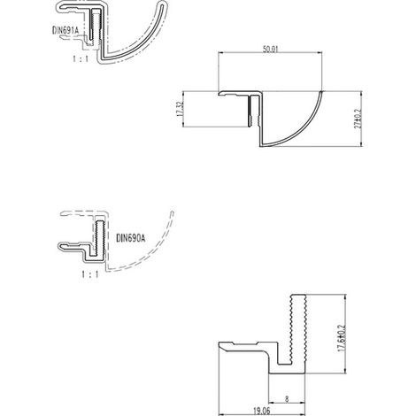 Glaswerk Westfalen-Vordachregenrinne 200cm SW  10,8-17,5mm (1/3)
