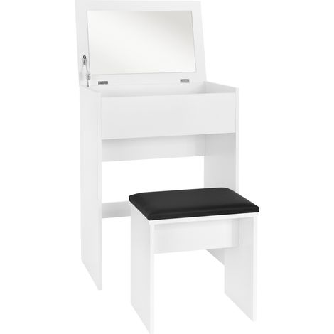 ML-Design Schminktisch mit Hocker, Frisiertisch mit Spiegel, 60 x 40 x 122 cm, Weiß, modern, Kosmetiktisch, Frisierkommode, Schminkkommode, Make-up Tisch, Klappspiegel, Schminktischset (1/5)
