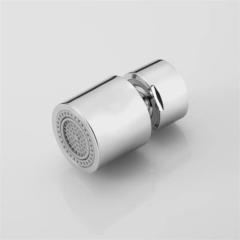 Aérateur de robinet double fonction blanc, sortie d'eau 360° orientable, petit volume, mode double jet anti-éclaboussures. (1/5)