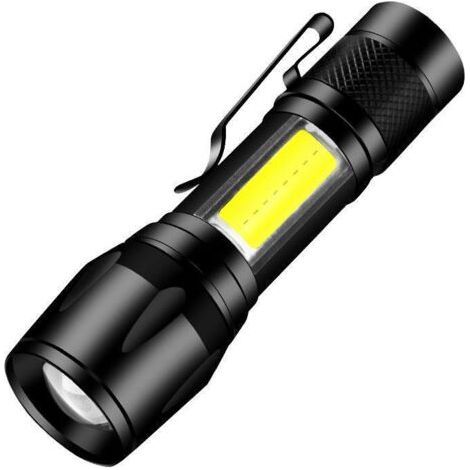 Mini Torch, Adjustable Zoom Torch, LED Torch with Clip, Waterproof Aluminum USB Rechargeable Torch (1/5)