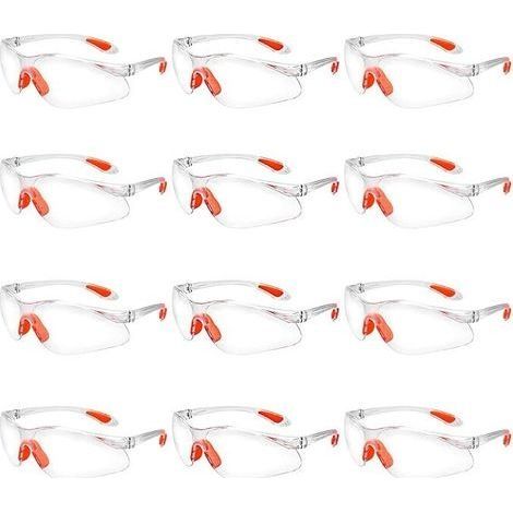 12 pcs Lunettes de Sécurité Surlunettes de Protection Transparentes avec Verres en Plastique Pont-de-Nez et Embouts de Branches en Caoutchouc pour Équipement de Protection Individual Lunette PC (1/5)