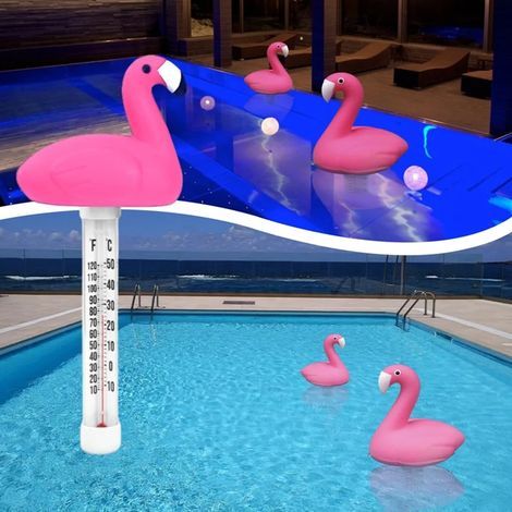 Thermomètre flottant pour piscine, en forme de flamant rose, pour mesurer la température de l'eau des piscines, spas, jacuzzis et aquariums.-AquaForge (1/5)
