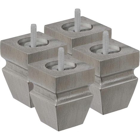 Ensemble de 4 pieds de meubles carrés en bois. Convient aux canapés, lits, bancs, coiffeuses et autres meubles en bois. Fabriqué en bois d'hévéa. Convient aux tables, canapés, chaises, etc. Diamètre : (1/5)