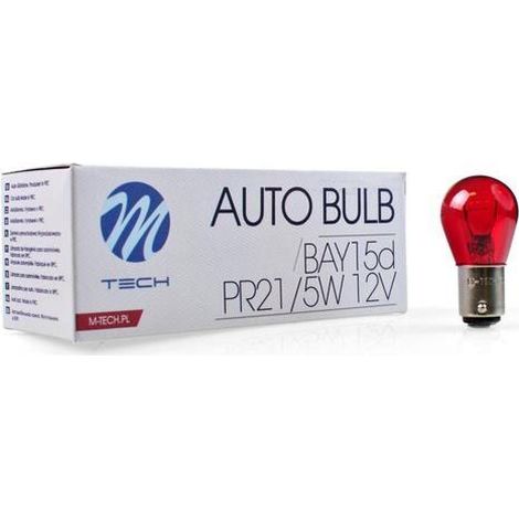AMPOULE HALOGENE BAY15D 12V 21/5W ROUGE (BOITE DE 10) MTECH