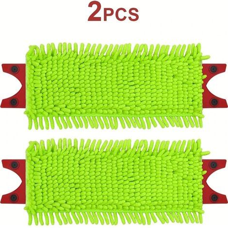 Lot de 2 tampons de rechange en chenille épaisse compatibles avec le balai Velida Ultramat 2. Lavable en profondeur et réutilisable. (1/5)