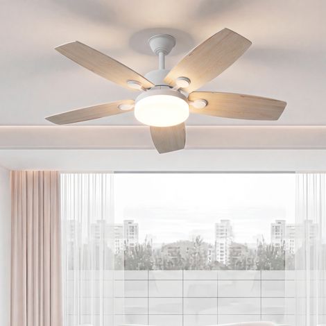 Ventilador de techo de 107 cm – Diseño de doble polo – Ventilador de techo de bajo consumo – Motor CC de 20 W – 6 velocidades – Iluminación LED tricolor (1/4)