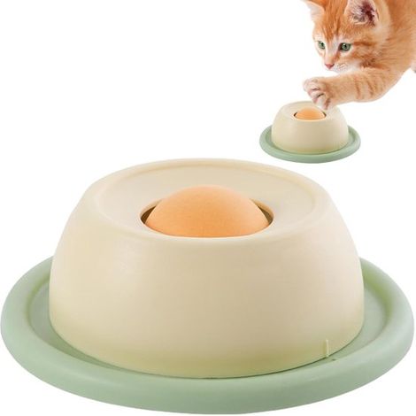 Gamelle anti-glouton pour chat avec tapis de léchage rotatif, jouet puzzle interactif pour alimentation lente et stimulation mentale, adaptée aux chatons et chats adultes, vert (1/5)