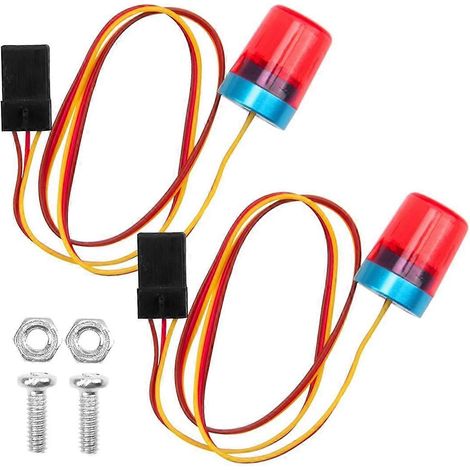 Lot de 2 lampes LED multifonctions pour tracteur et camion RC 1/14, avec alarme et lumière clignotante rotative (rouge). (1/5)