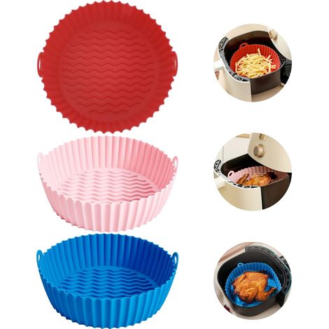 3 Paquets de Pot en Silicone pour Friteuse, Panier en Silicone pour Friteuse 8.5 Inch Réservable (1/5)