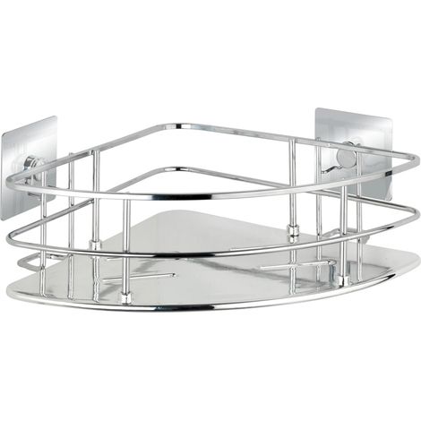 WENKO Turbo-Loc® Edelstahl Eckablage Quadro, rostfrei, Befestigen ohne bohren"-"14420145 (1/2)