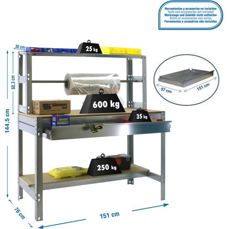Simonrack Vielseitiger Werkbank Galvanisiert Holz Robust 600kg (1/3)