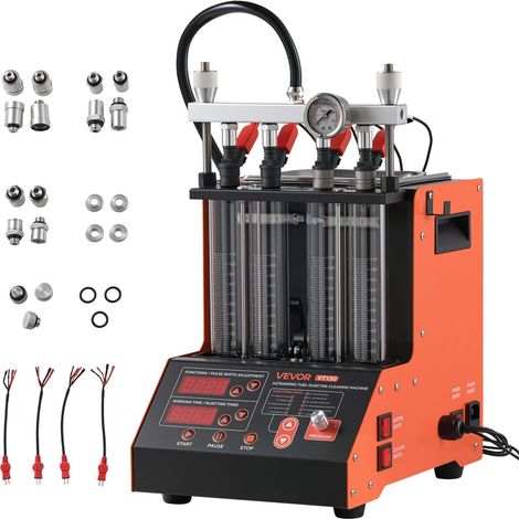 Nettoyeur et Testeur d’Injecteurs Essence avec 9 Modes de Test, Banc de Test et de Nettoyage d'Injecteurs par Ultrasons à 4 Cylindres, pour Voiture Atelier, 28 kHz, avec Vanne de Purge (1/5)