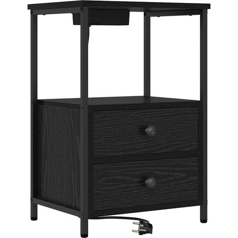 Maison Exclusive - Armadio da Notte Rovere Nero 40 x 31 x 60 cm Legno multistrato