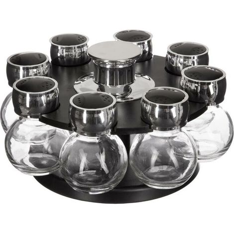 Estante giratorio de dos niveles para especias de estilo nórdico, recipiente de vidrio para especias, estante de almacenamiento de cocina. (1/5)